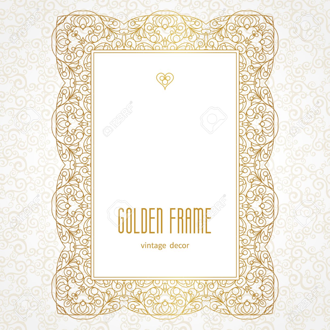 デザイン テンプレートのベクター装飾ライン アート フレーム 東スタイル テキストのための場所でのデザインのエレガントな要素です 黄金花外枠 レースの招待状やグリーティング カードのイラスト のイラスト素材 ベクタ Image