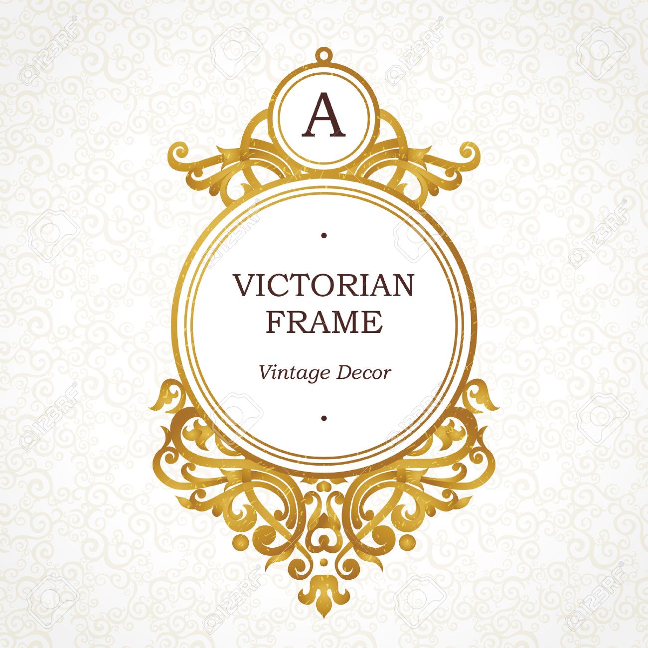 Vector Golden Frame In Victorian Style Ornate Element For Design