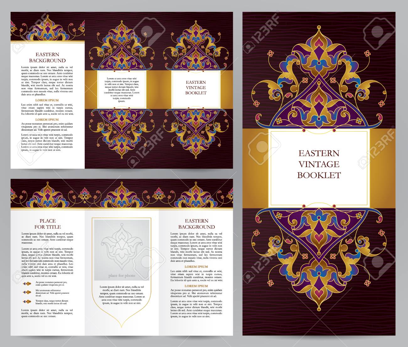 ornate vintage booklet with bright floral decor gold decoration gold flyer decor