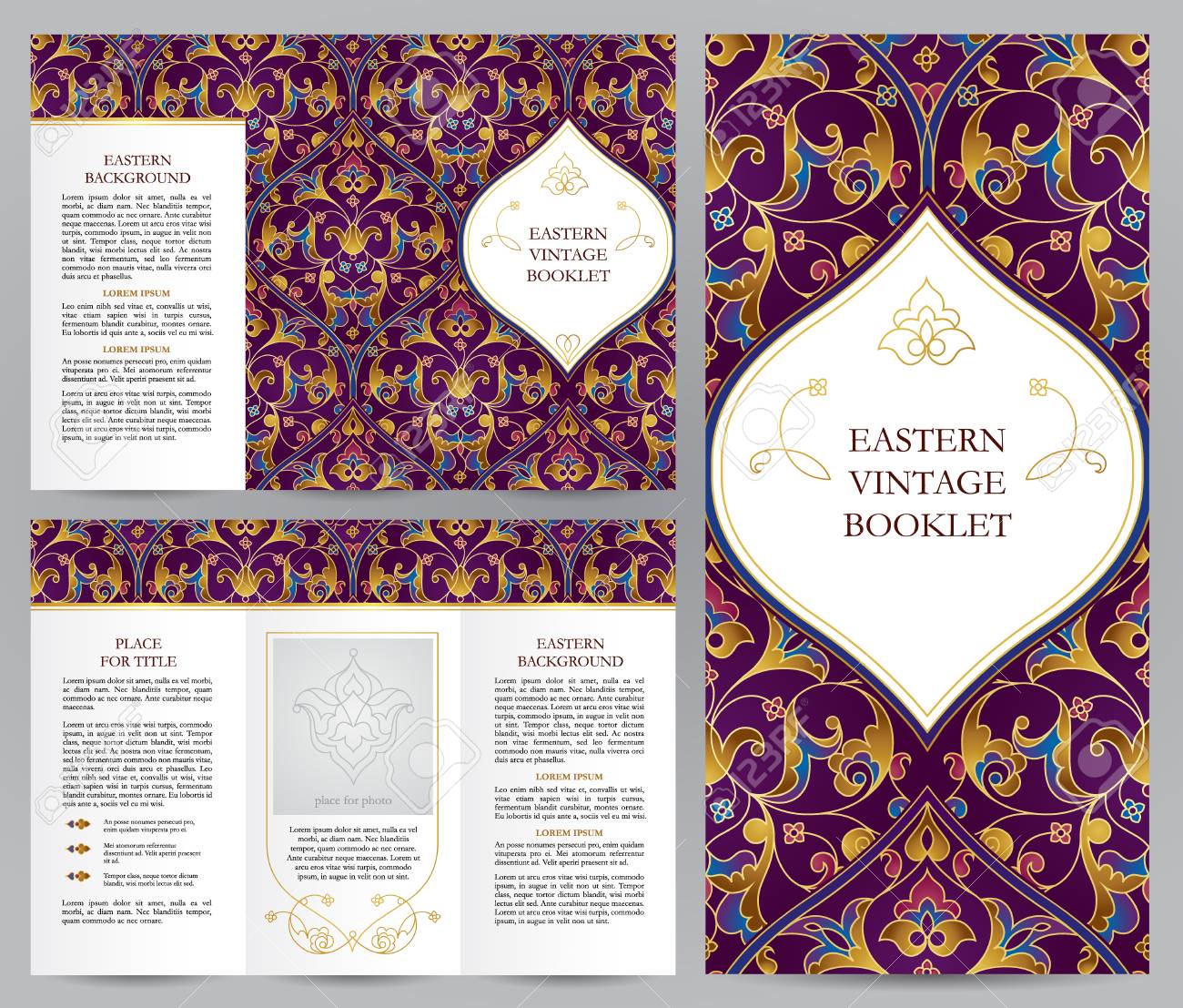 ornate vintage booklet with bright floral decor gold decoration gold flyer decor