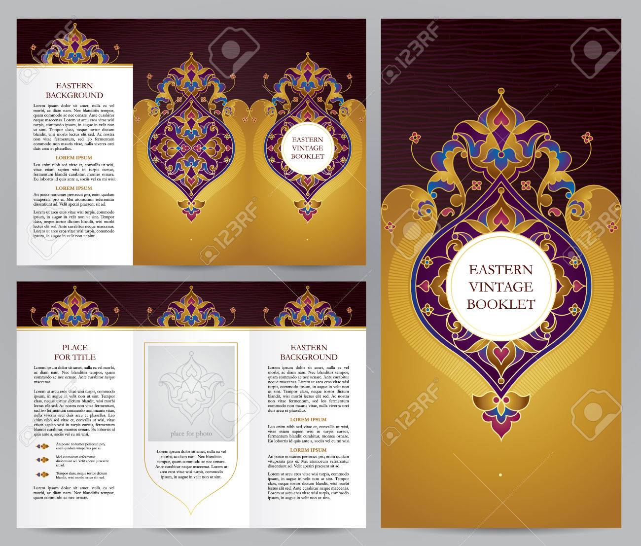 ornate vintage booklet with bright floral decor gold decoration gold flyer decor