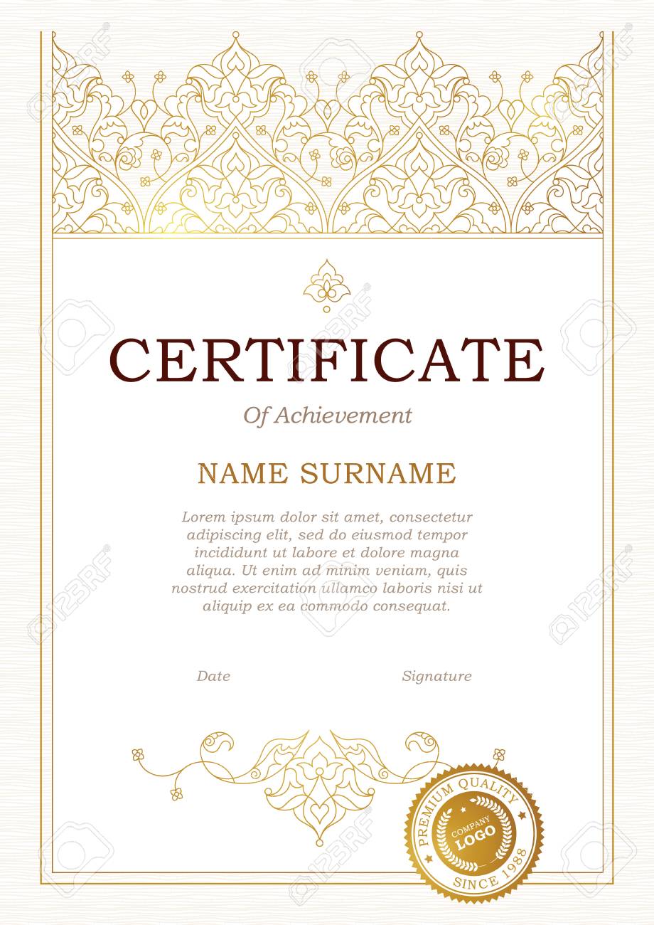 vector outline frame in eastern style certificate template with certificate outline