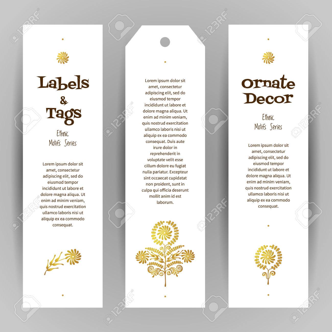 vector set of ornate luxury vertical tags in ethnic style eastern