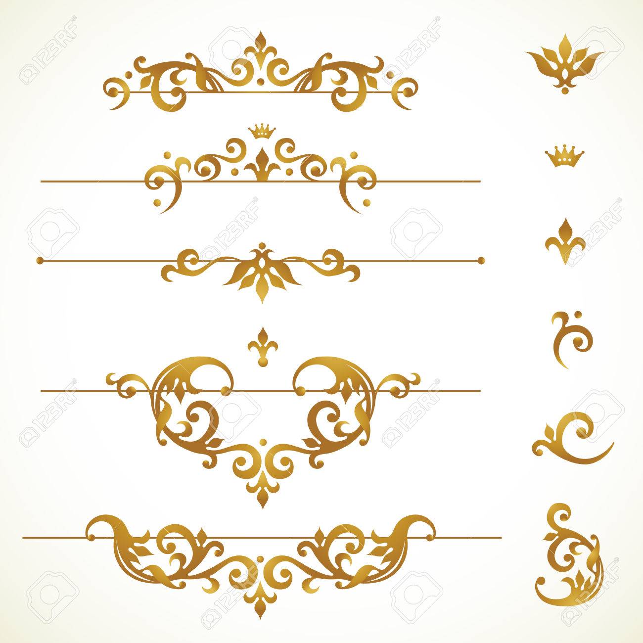vector set vignettes frames scroll elements for design template