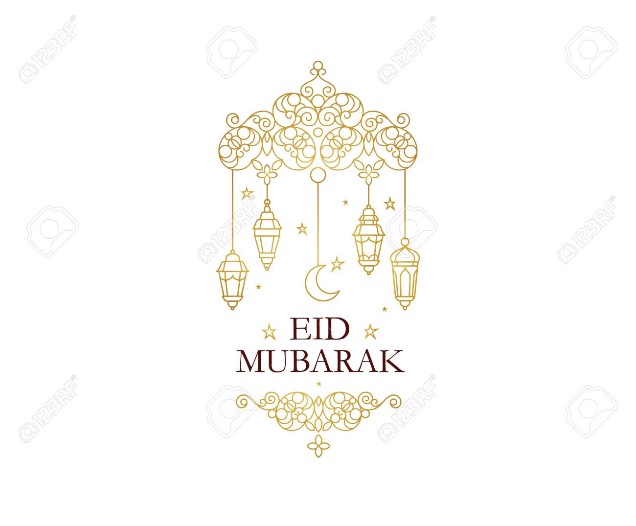 Vector Eid Mubarak Card Vintage Banner For Ramadan Kareem Wishing Royalty Free Cliparts Vectors And Stock Illustration Image 144702288