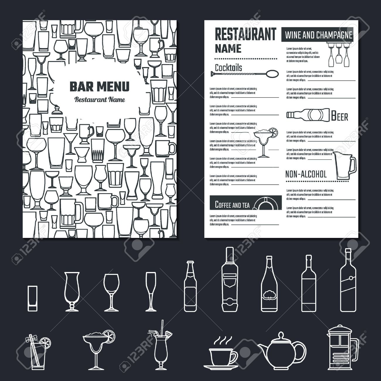 Vektor Abbildung Der Getrankekarte Fur Design Website Hintergrund Banner Restaurant Marken Konzept Element Template Mit Icon Getranke Fur Ihren Alkoholinfografik Lizenzfrei Nutzbare Vektorgrafiken Clip Arts Illustrationen Image