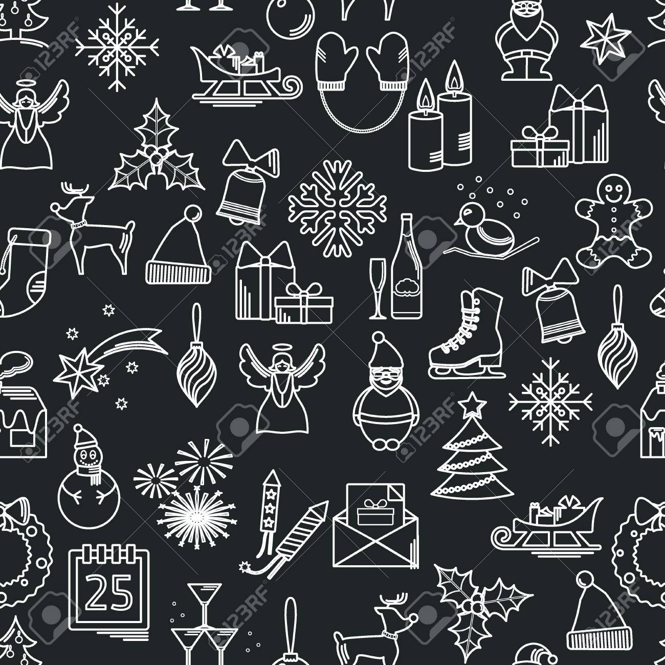ベクター クリスマスのイラスト アイコンまとめたデザイン ウェブサイト 背景 バナーです 新年のギフトの紙やはがきの薄い新年のシームレスなパターン テンプレートのイラスト素材 ベクタ Image