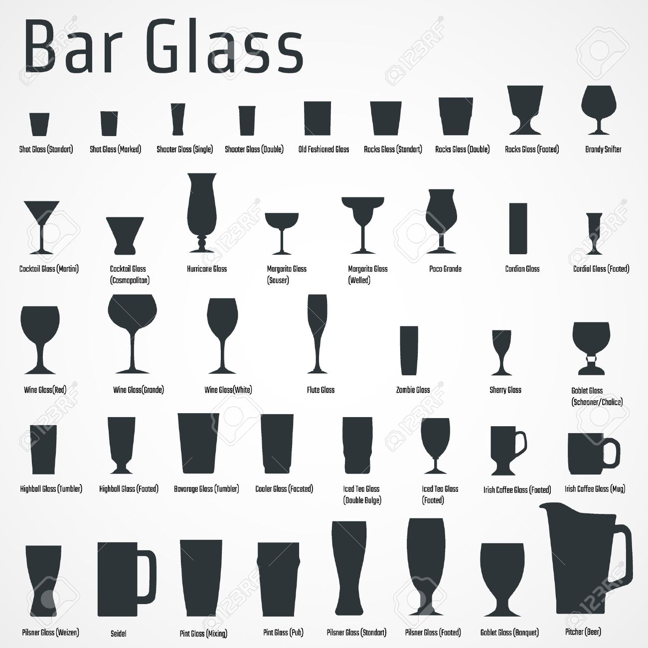 Vector Illustration of silhouette Set of Bar Glasss for Design, Website, Background, Banner. Restaurant Element Isolated Template for Menu. Vodka, Beer, Whiskey, Wine for Infographic - 49779969 Vector Illustration of silhouette Set of Bar Glasss for Design, Website, Background, Banner. Restaurant Element Isolated Template for Menu. Vodka, Beer, Whiskey, Wine for Infographic - 49779969