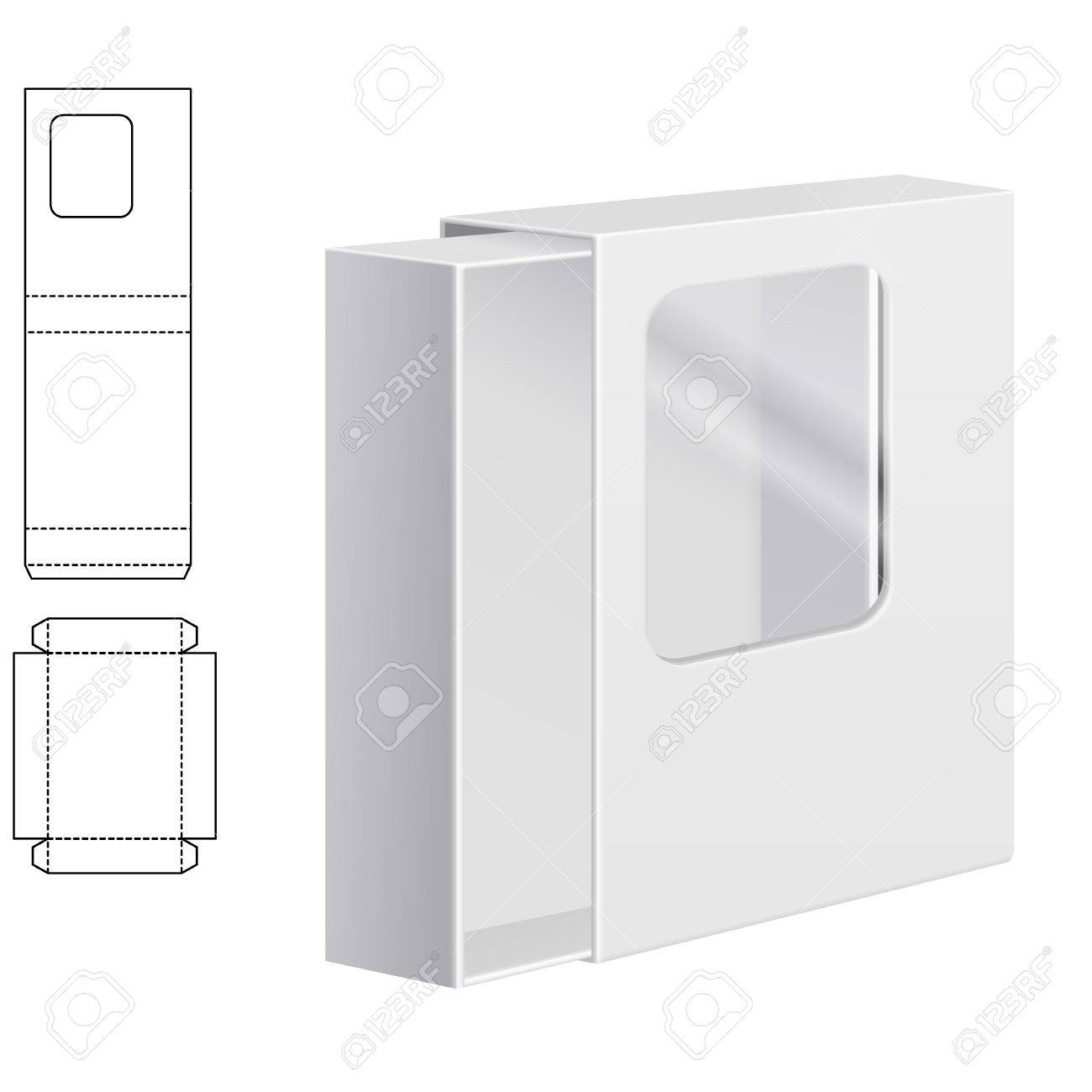 図の明確な dieline ウィンドウの折りたたみカートン ボックスをデザイン