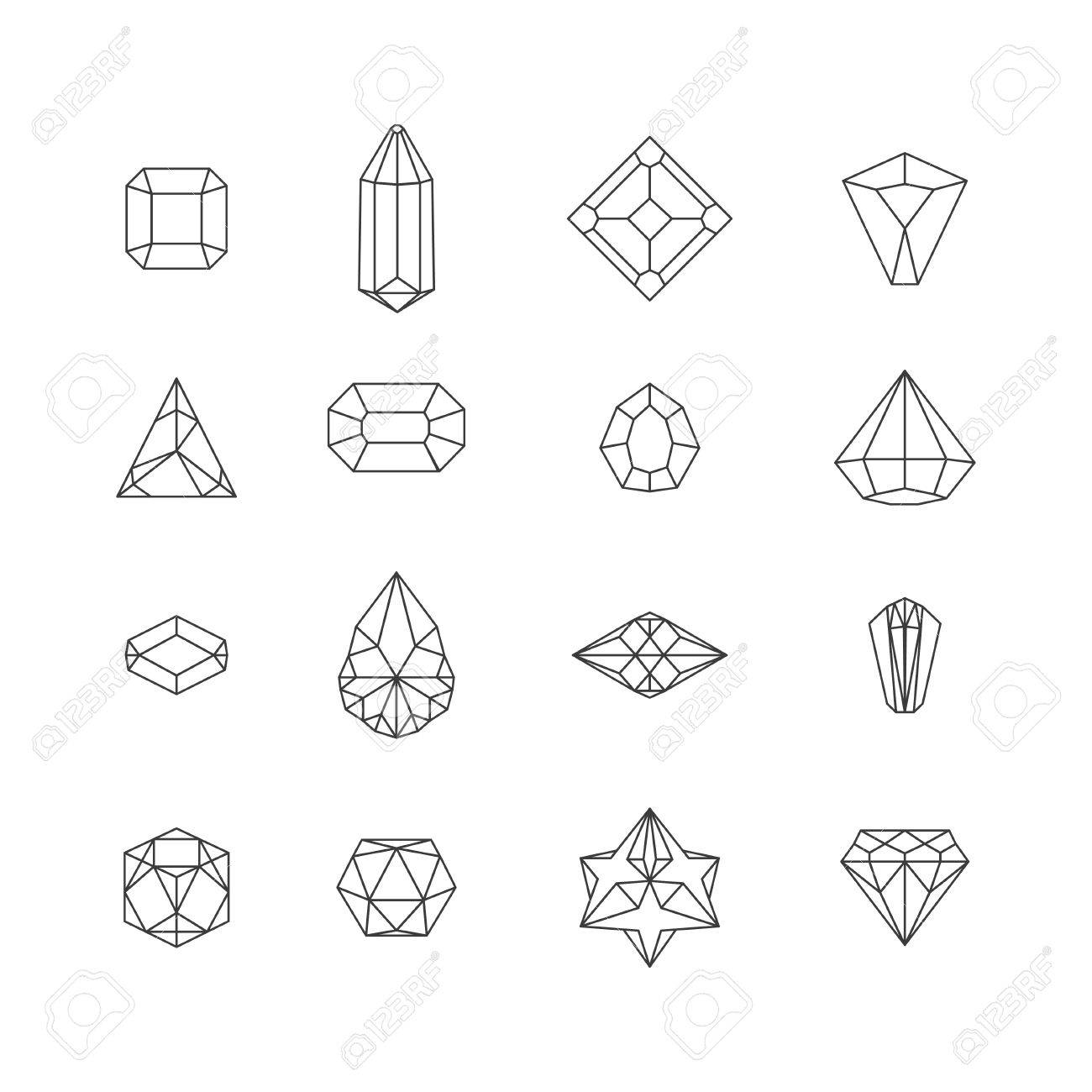 vector illustration of crystal icons for design website background