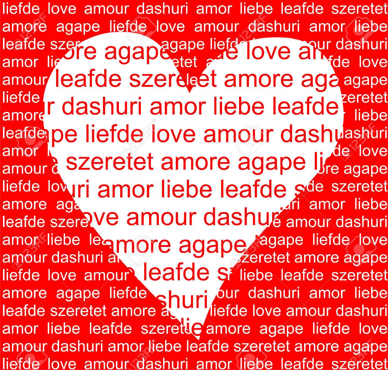 heart full of love in different languages royalty free cliparts