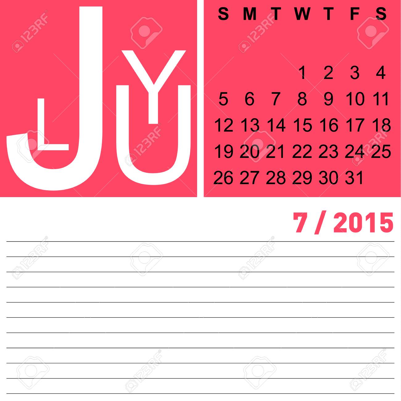 ジャズ カレンダー ベクトル Eps10 15 年 7 月のイラスト素材 ベクタ Image 3505