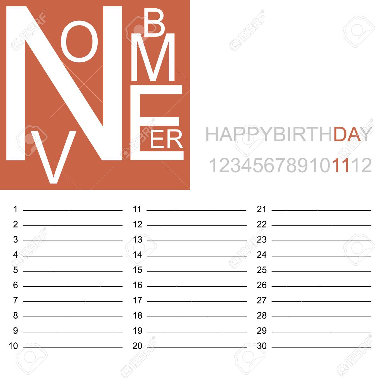 jazzy birthday calendar november vector illustration birthday calendar free
