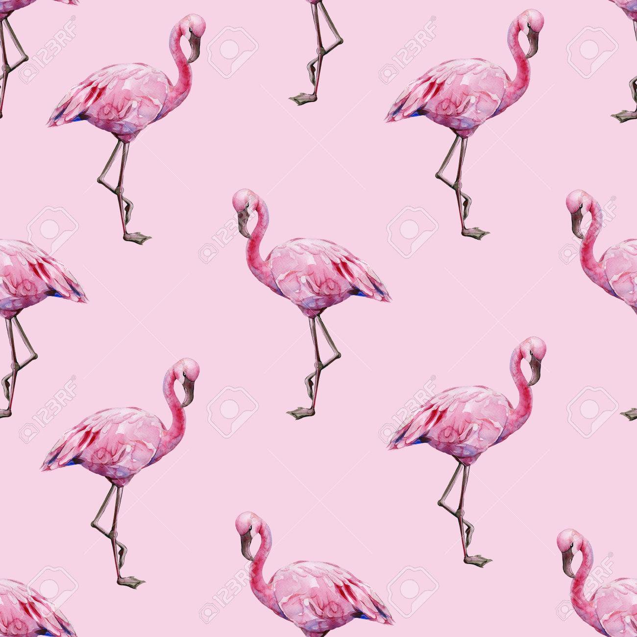 Nahtlose Aquarell Illustration Von Tropischen Rosa Flamingo Vogel Trendy Muster Mit Tropischen Sommer Motiv Exotische Hawaii Kunst Hintergrund Design Fur Stoff Und Dekor Lizenzfreie Fotos Bilder Und Stock Fotografie Image