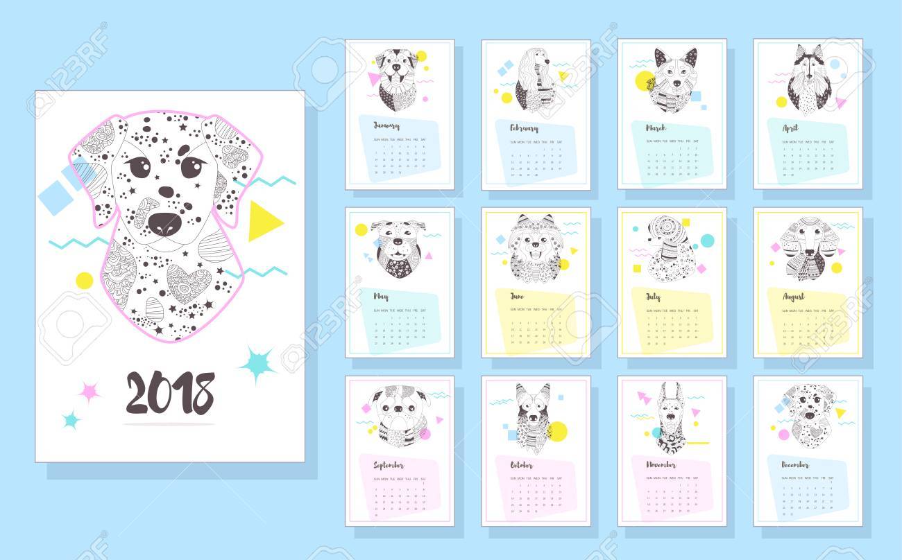 coloring calendar 2018