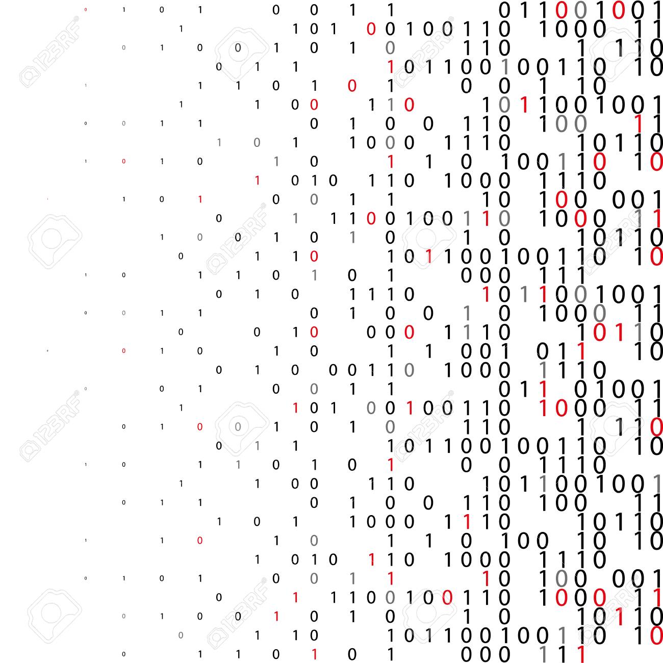 バイナリ コード技術の背景を抽象化します デジタル画像データの歪み フラット バイナリ コードの赤数字リスト表の画面表示 ベクトル図 10 Eps のイラスト素材 ベクタ Image