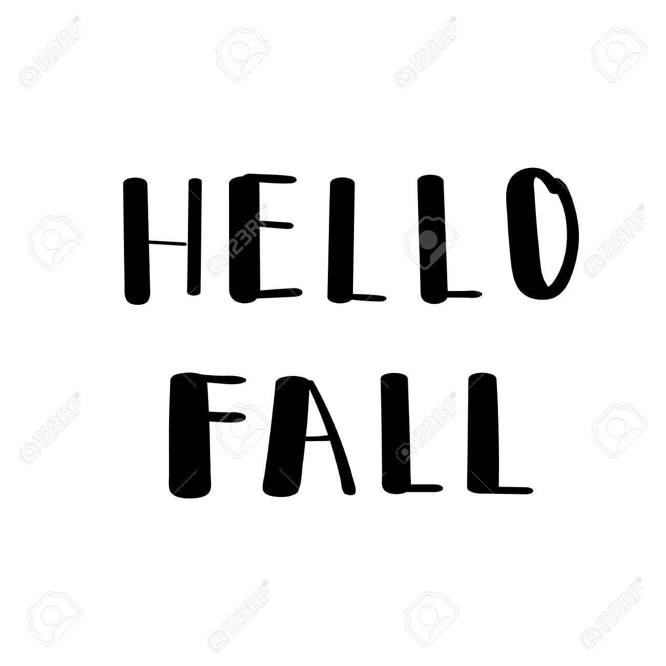 こんにちは 秋手描きペイント ブラシ テキスト書道の白い背景の上のグリーティング カード ベクトルのトレンディな創造は ポスター デザインのフォントをしたいです 手書きのブラシ モノクロのベクター イラストです のイラスト素材 ベクタ Image