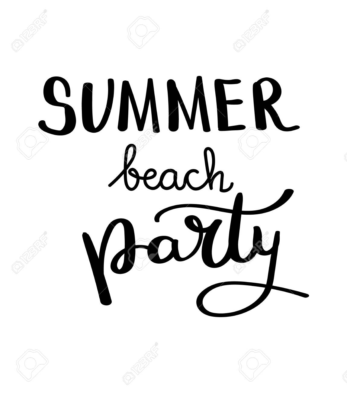 Citation D Ete Summer Beach Party Manuscrite Pour Les Cartes De Voeux De Vacances Clip Art Libres De Droits Vecteurs Et Illustration Image