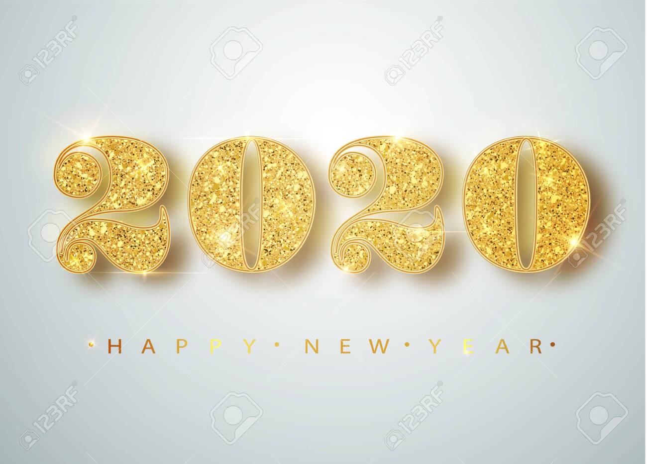 Happy New 2020 Year. Holiday vector illustration of golden metallic numbers 2020. Realistic sign. Festive poster or banner design - 122515108 Happy New 2020 Year. Holiday vector illustration of golden metallic numbers 2020. Realistic sign. Festive poster or banner design - 122515108