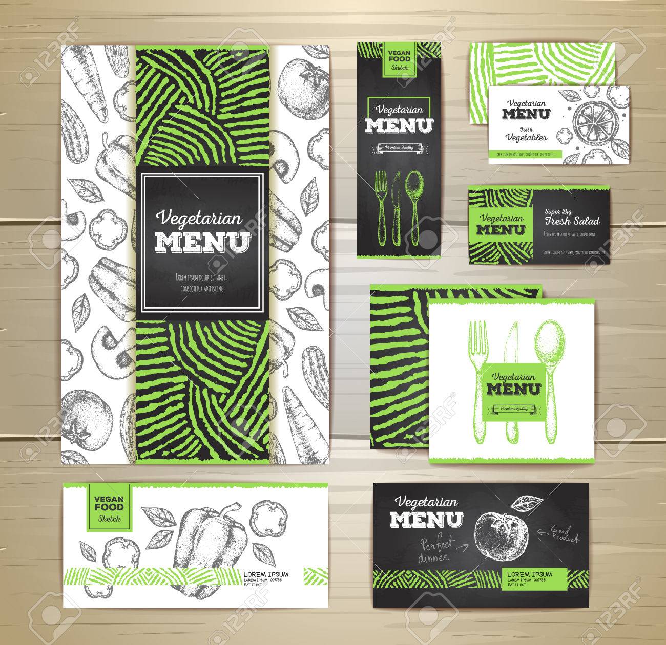 Vegetarian food menu design. Corporate identity. Document template - 80884751 Vegetarian food menu design. Corporate identity. Document template - 80884751