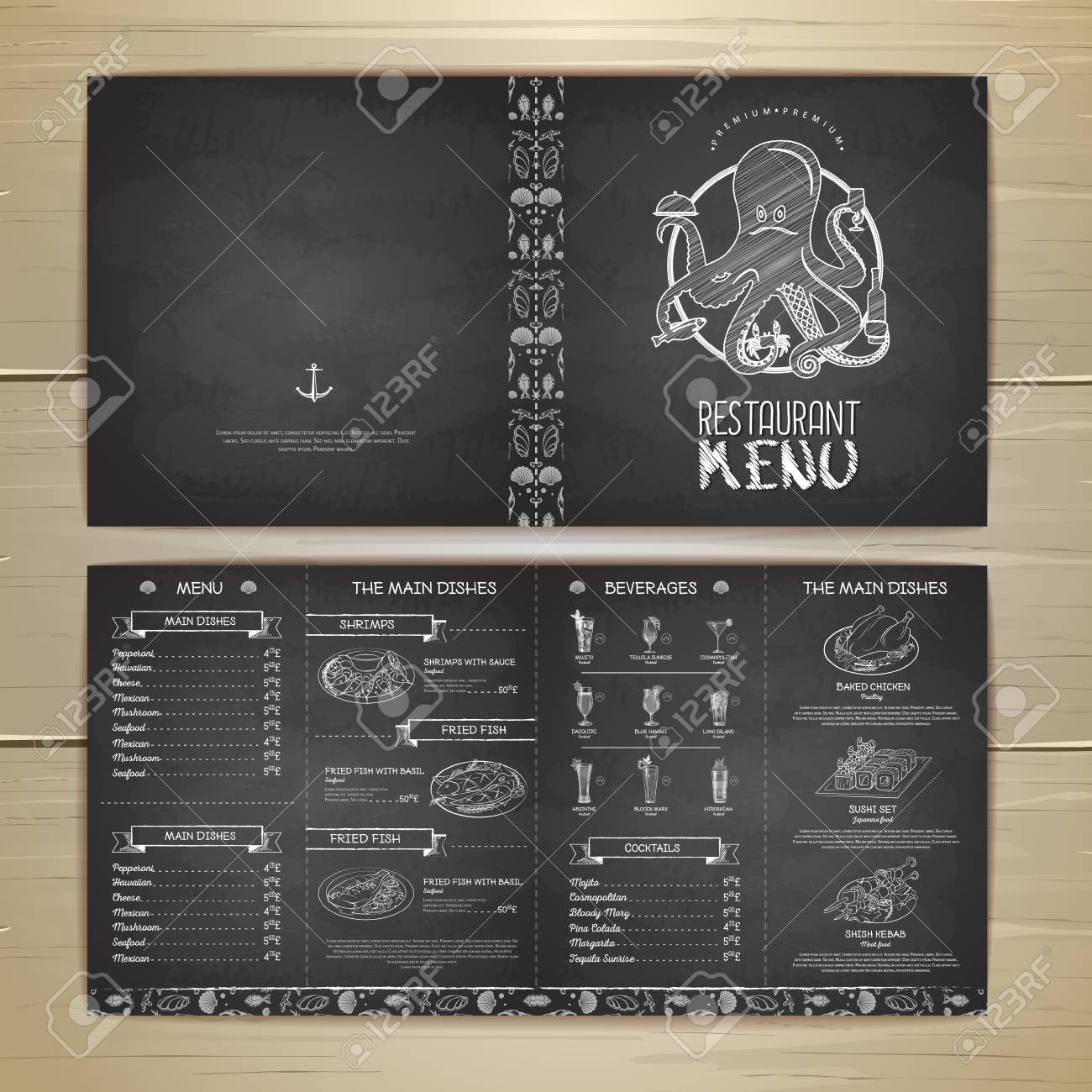 chalk drawing restaurant menu design royalty free cliparts vectors