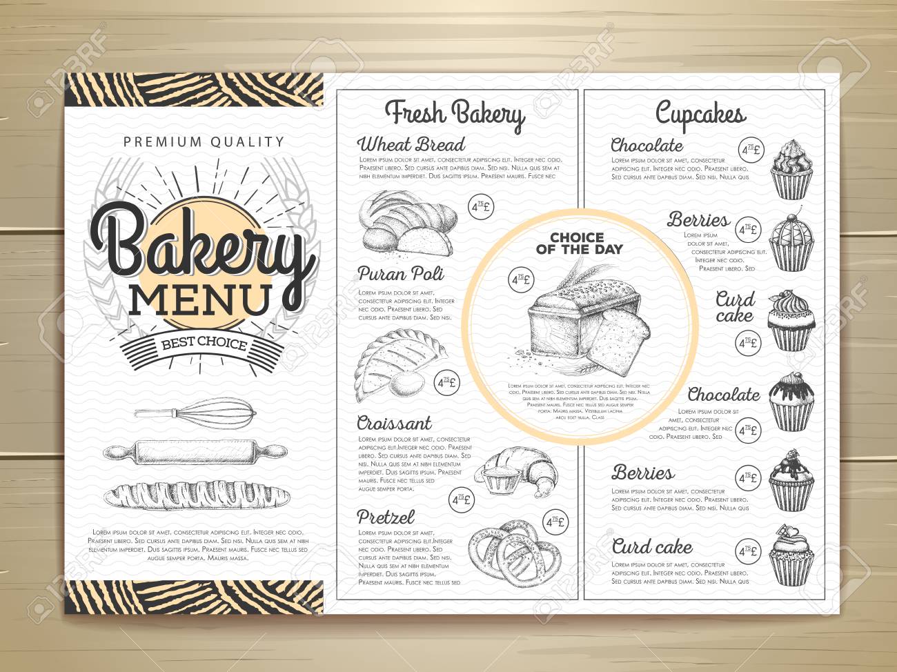 vintage bakery menu design restaurant menu document template free bakery menu template