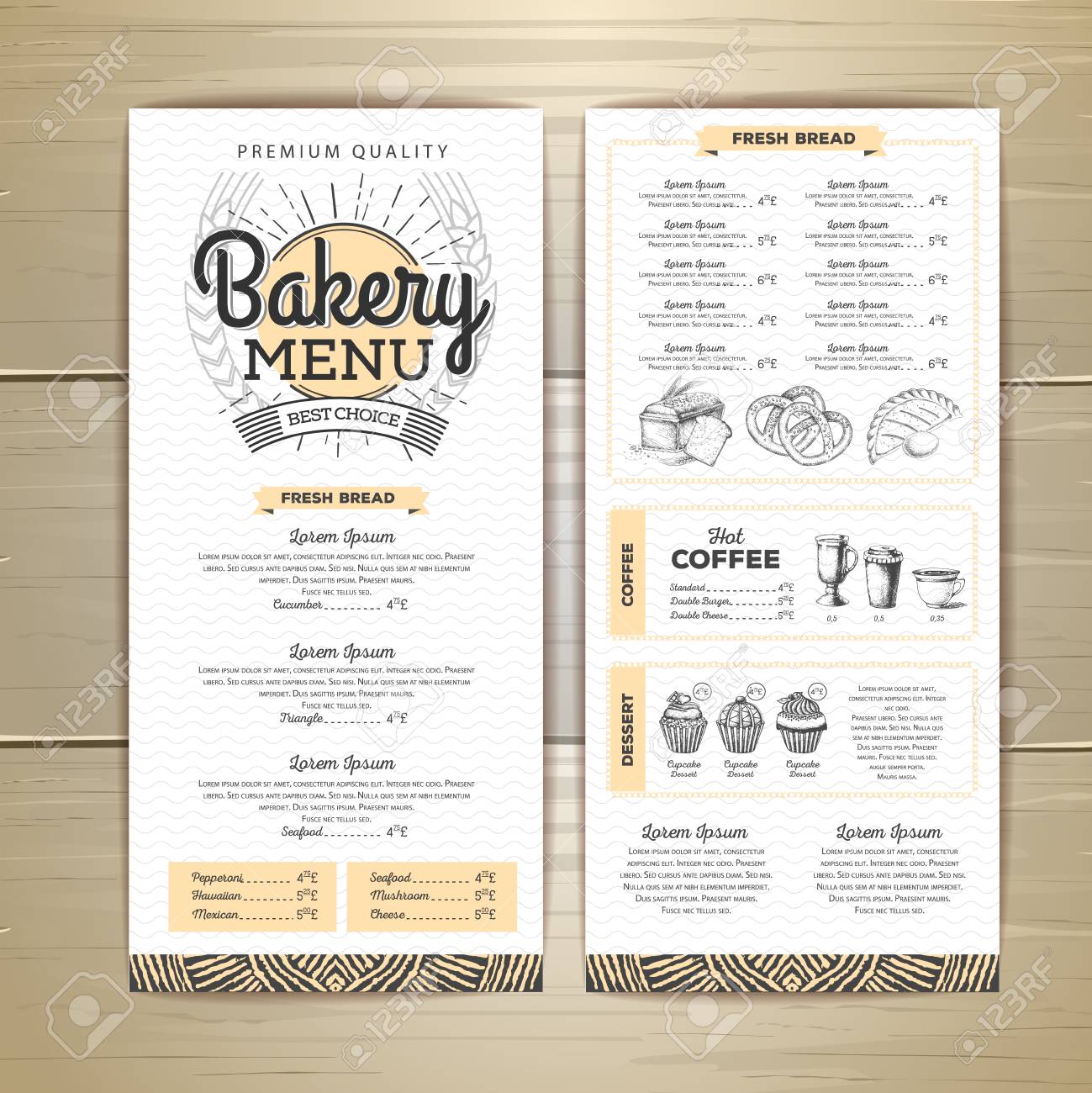 vintage bakery menu design restaurant menu document template