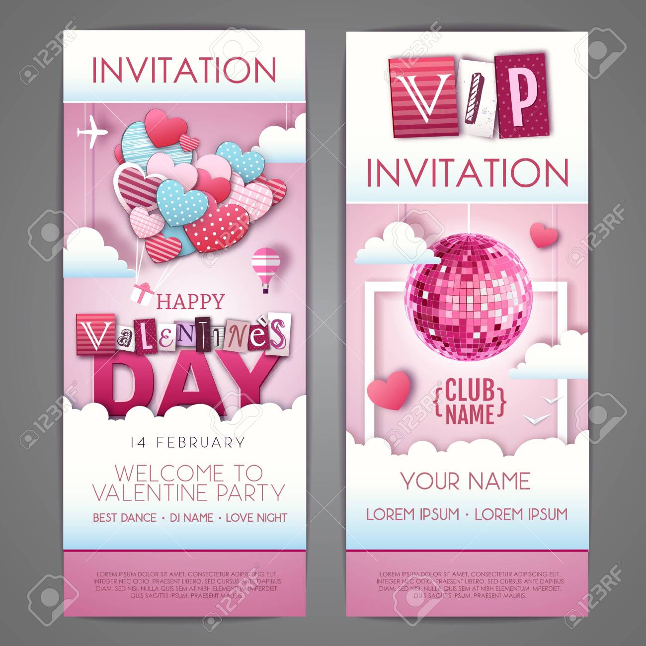 Happy Valentines Day Invitation Design With Love Hearts In The Royalty Free Cliparts Vectors And Stock Illustration Image