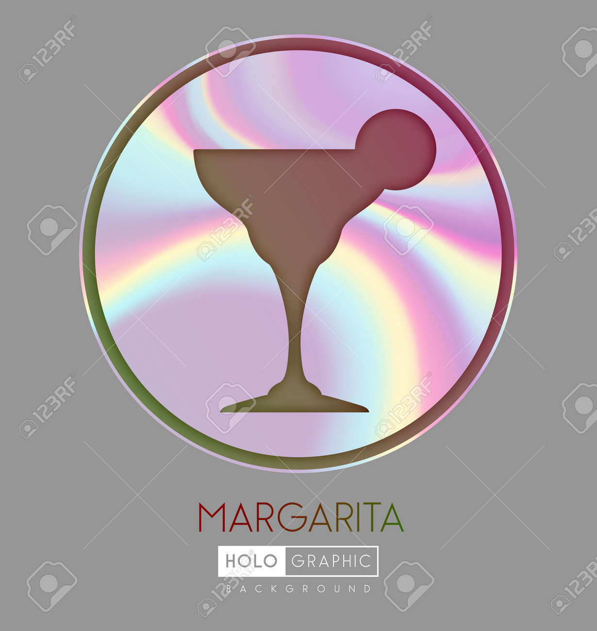 Cocktail silhouette on abstract holographic background. Margarita cocktail holographic icon - 169983521 Cocktail silhouette on abstract holographic background. Margarita cocktail holographic icon - 169983521