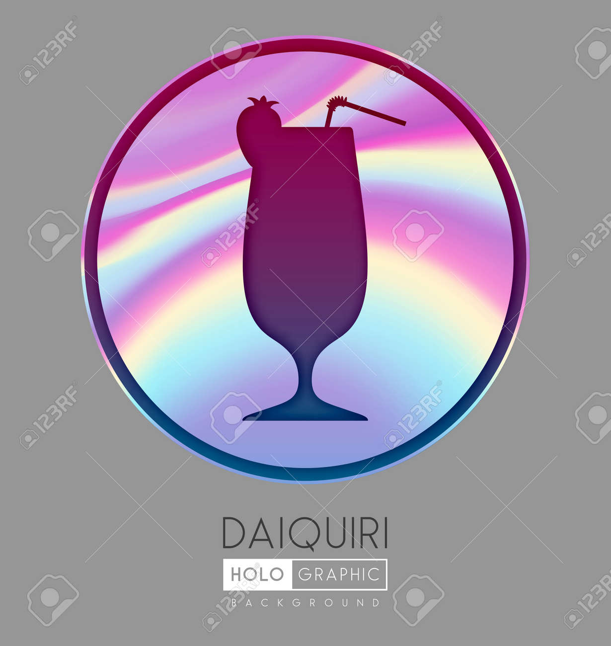 Cocktail silhouette on abstract holographic background. Daiquiri cocktail holographic icon - 169983527 Cocktail silhouette on abstract holographic background. Daiquiri cocktail holographic icon - 169983527