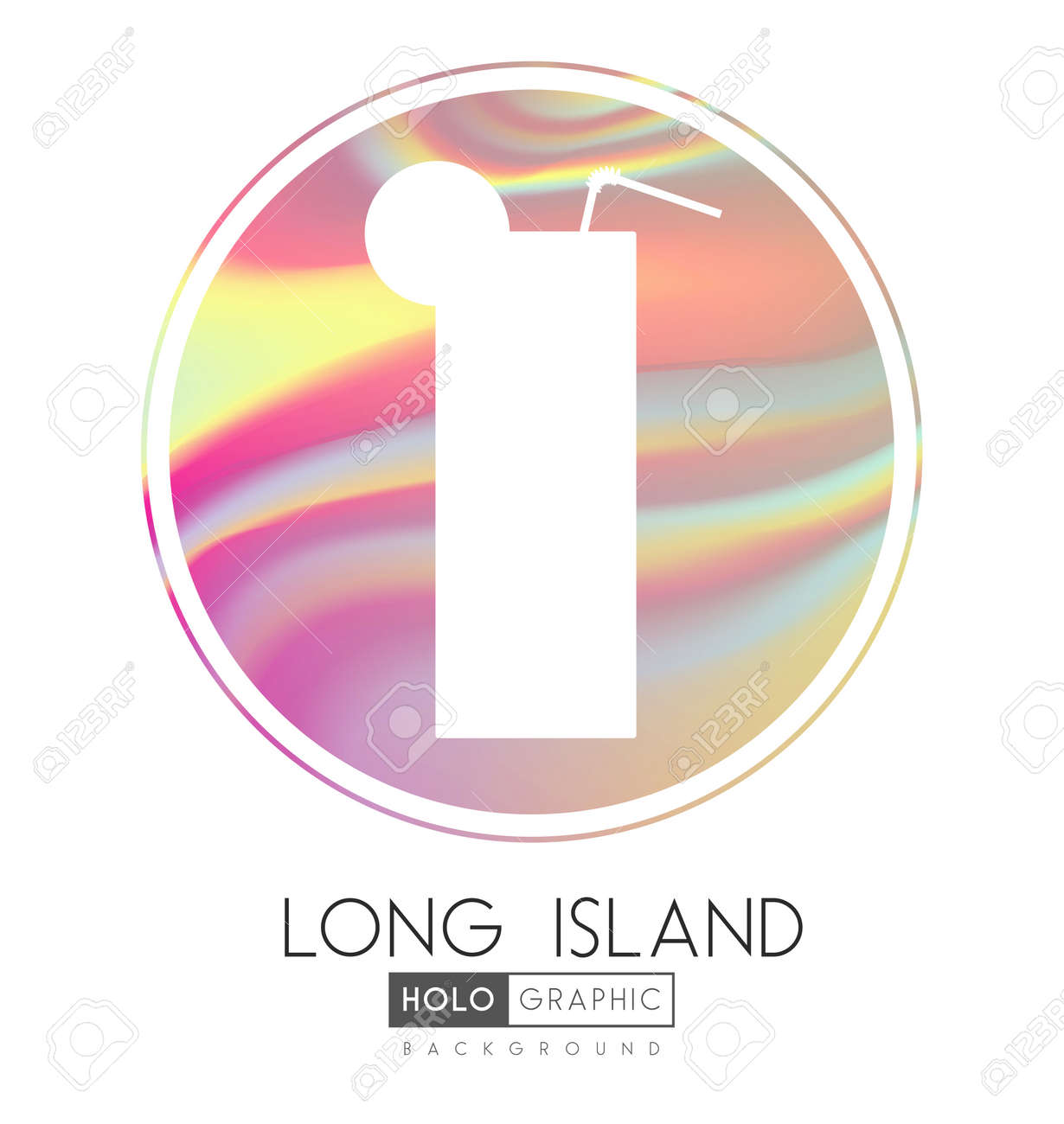 Cocktail silhouette on abstract holographic background. Long island cocktail holographic icon - 169983530 Cocktail silhouette on abstract holographic background. Long island cocktail holographic icon - 169983530