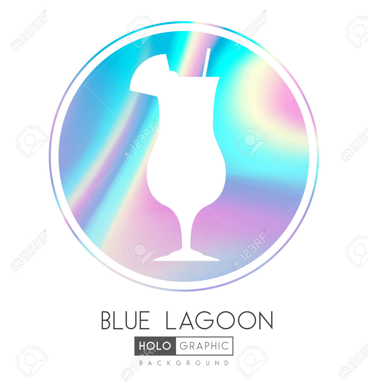 Cocktail silhouette on abstract holographic background. Blue lagoon cocktail holographic icon - 169983707 Cocktail silhouette on abstract holographic background. Blue lagoon cocktail holographic icon - 169983707