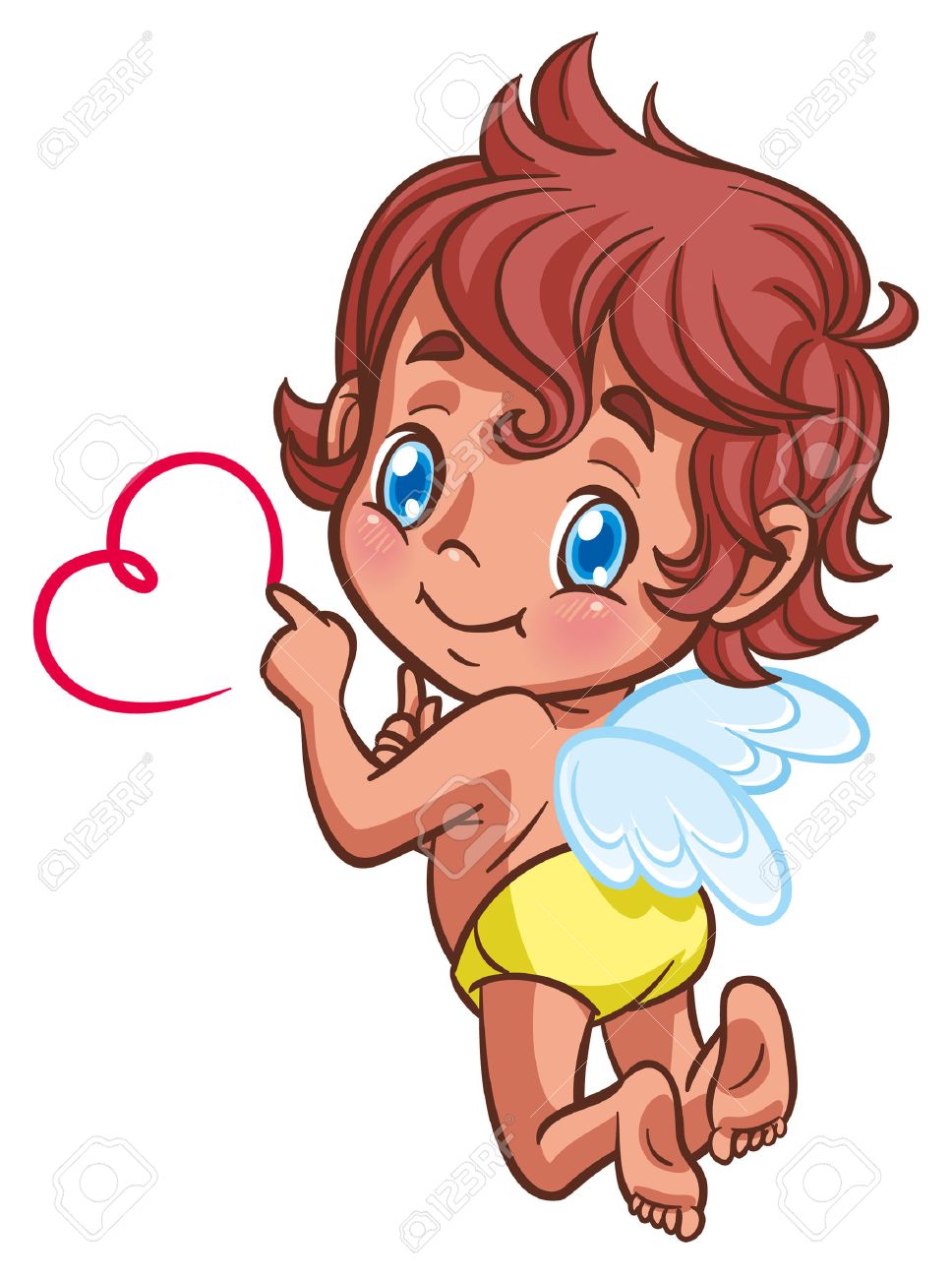 Angelito Corazon Con El Dedo De Dibujo Ilustraciones Vectoriales Clip Art Vectorizado Libre De Derechos Image