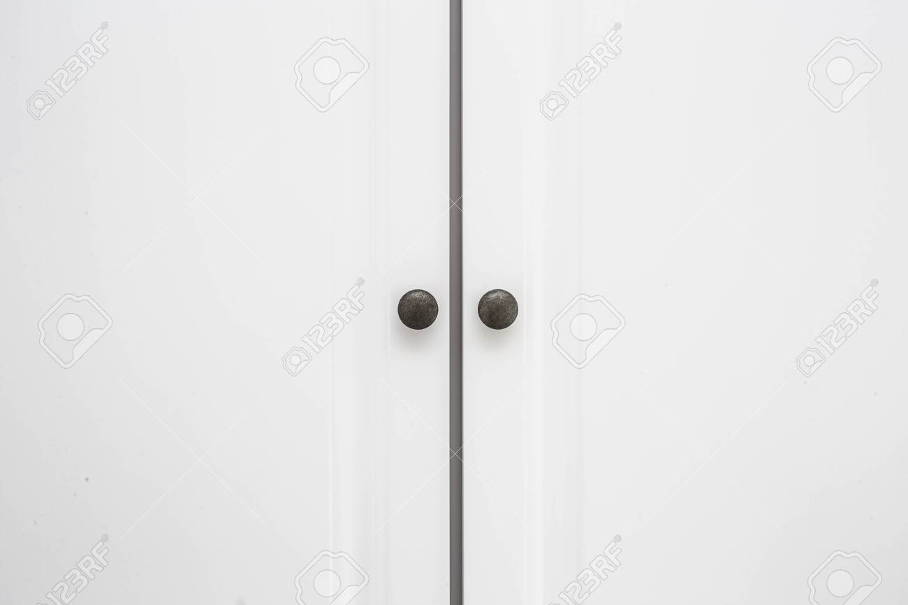 White Wooden Closet Doors Close Up Background Texture