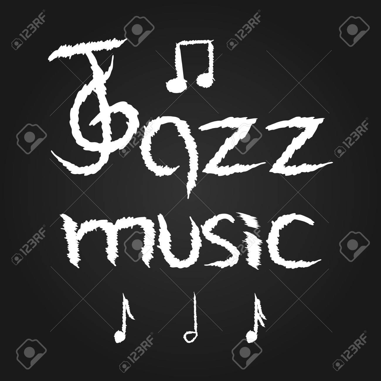 handwriting jazz music treble clef notes grunge brush scribble