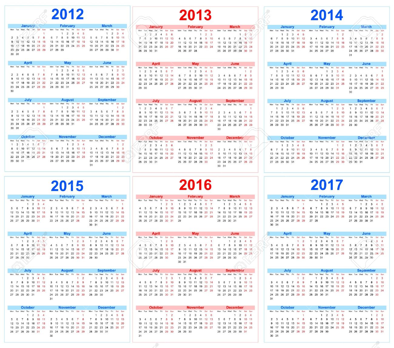 2014 and 2015 calendars