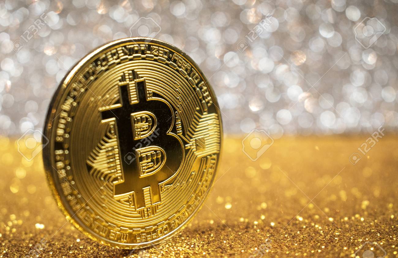 Golden Bitcoin Coin With Glitter Lights Background, Crypto Currency  Concept. Stock Photo, Picture and Royalty Free Image. Image 97141785.