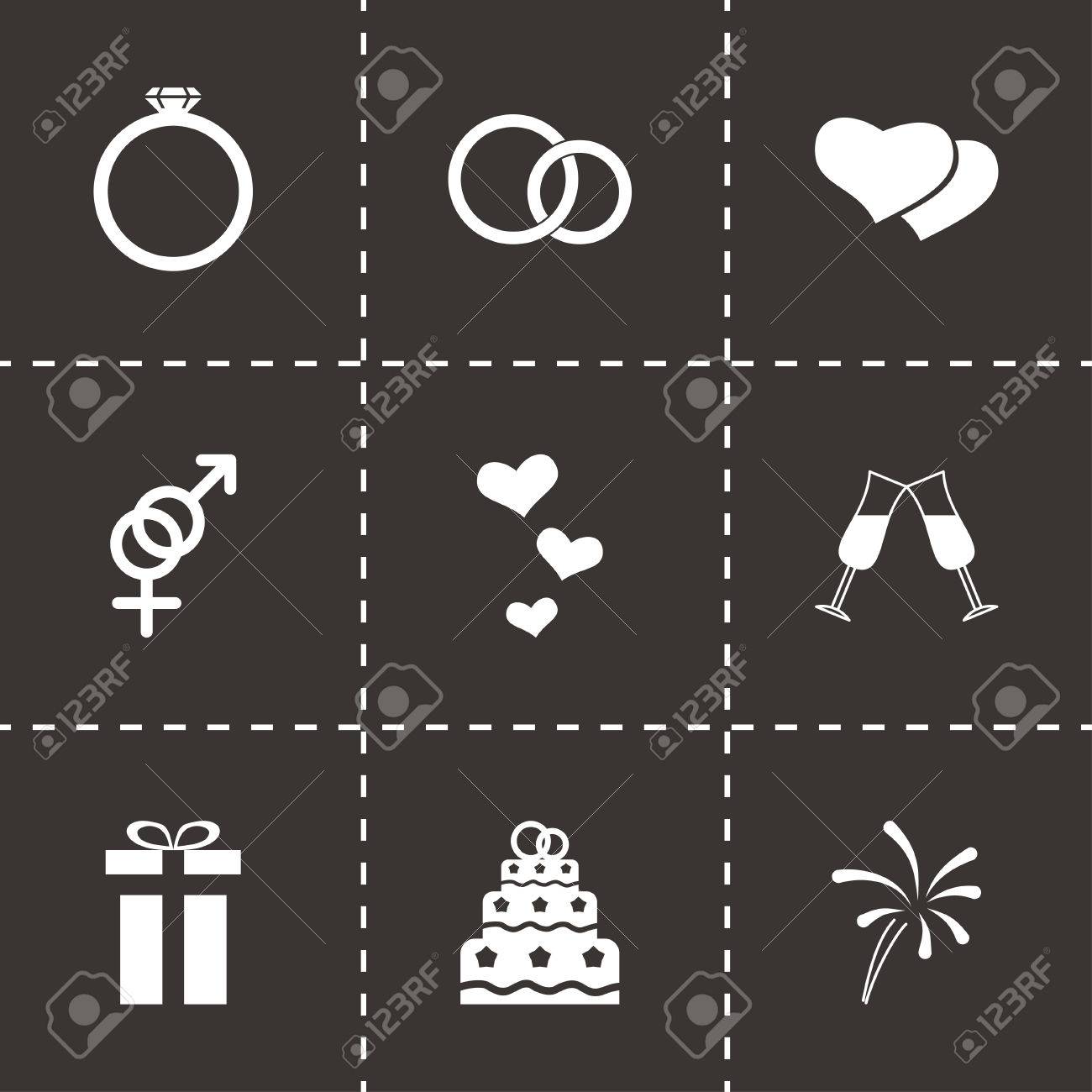 ベクトル結婚式のアイコンが黒の背景に設定 のイラスト素材 ベクタ Image