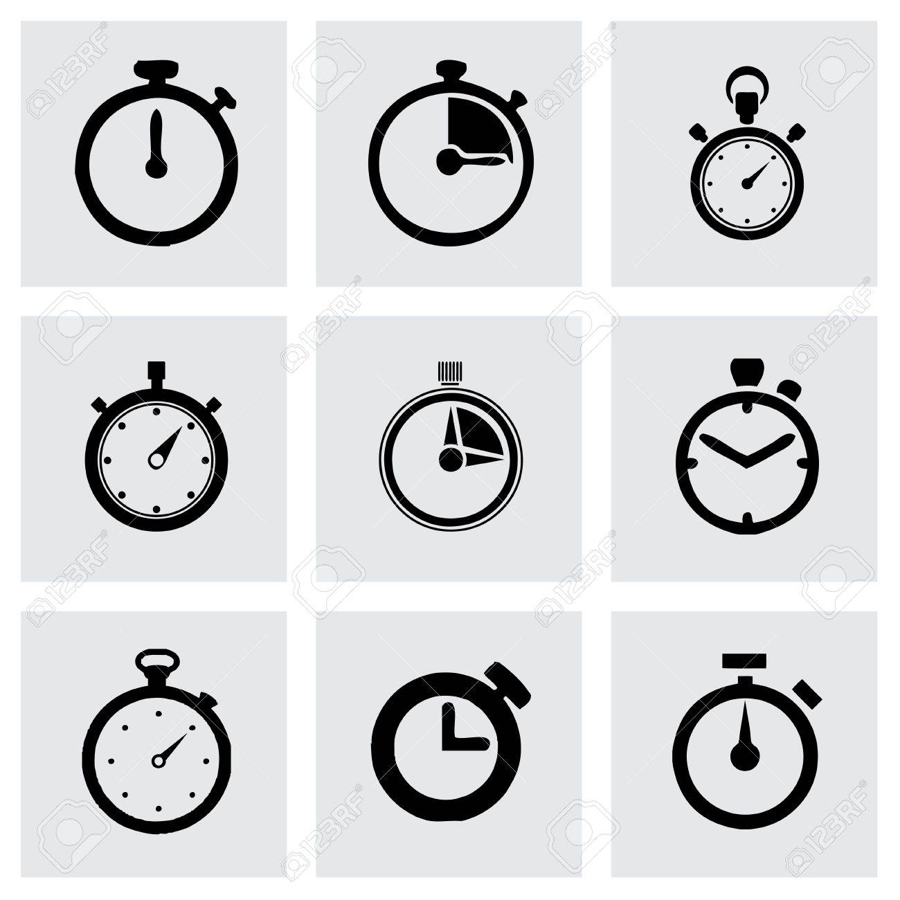 ベクトル ストップウォッチ アイコンが灰色の背景に設定 のイラスト素材 ベクタ Image