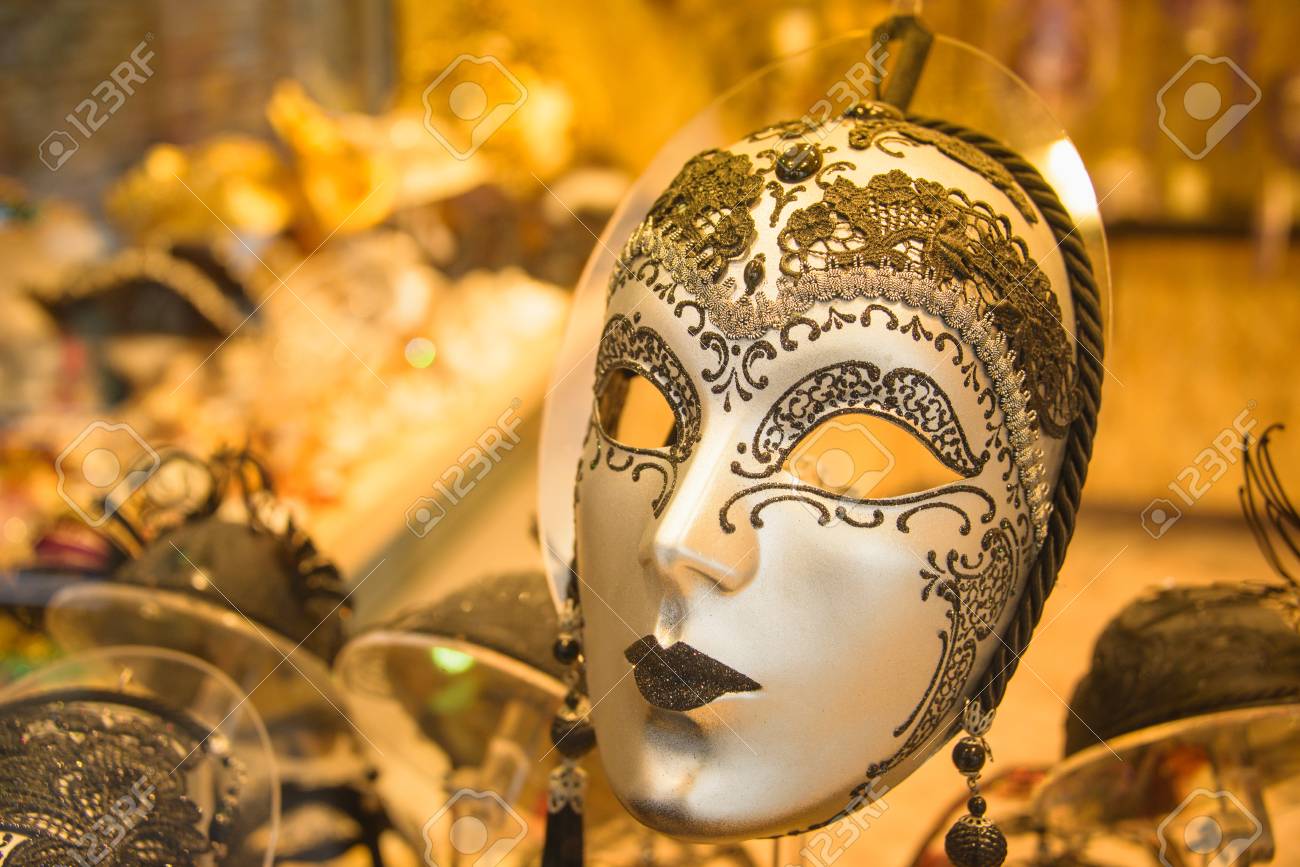 venice mask close up venice carnival masks shop stock photo