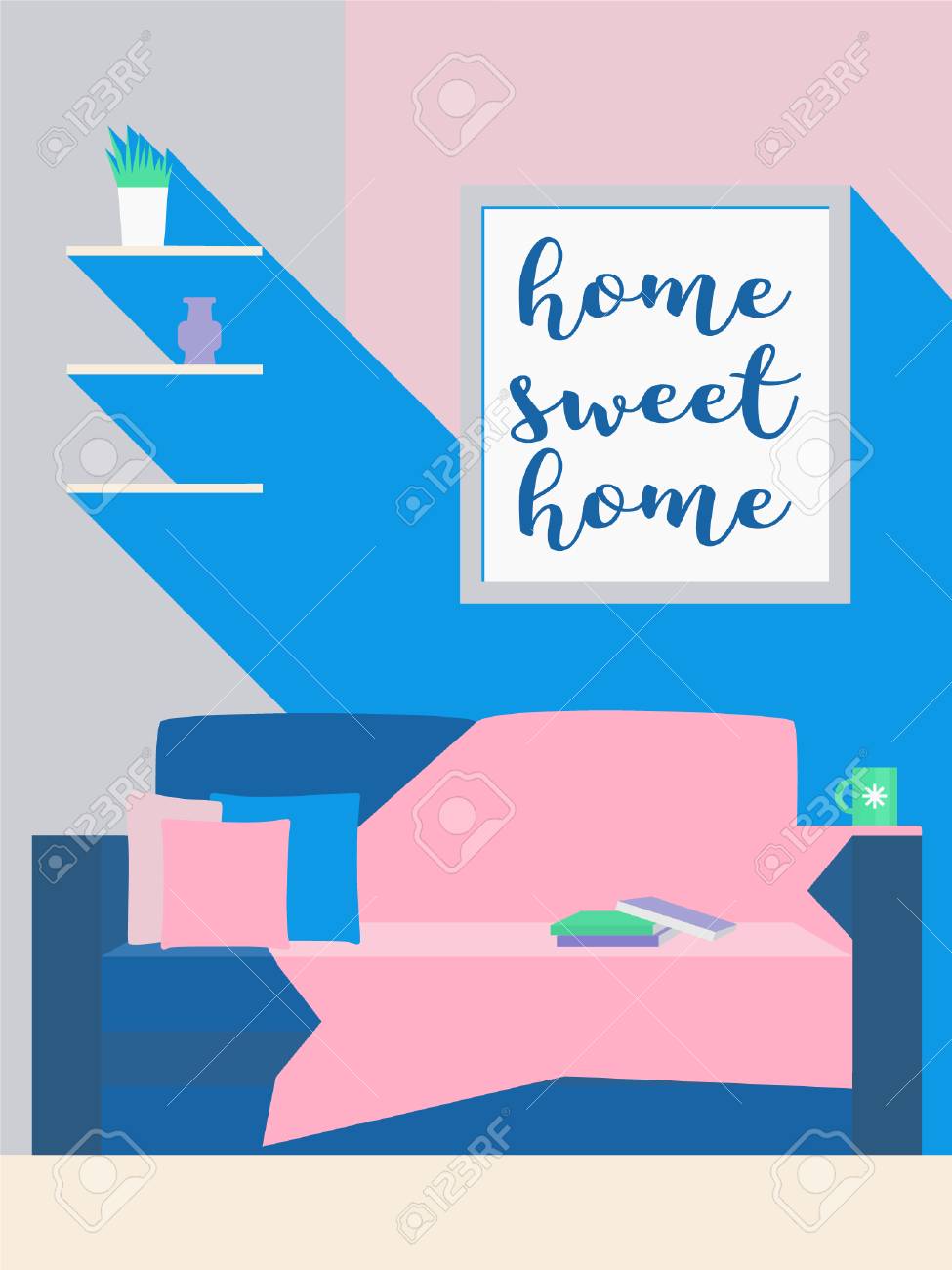 Inicio Dulce Hogar Decorado En La Pared En La Sala De Estar Con