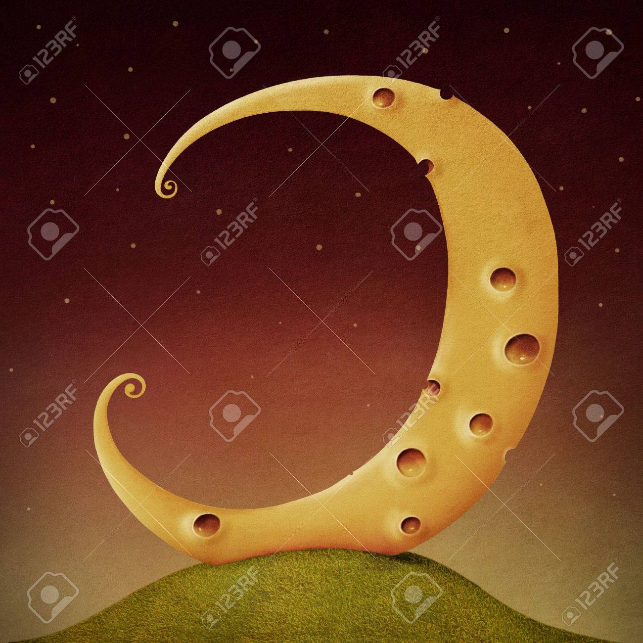 素敵なイラストやポスター カード月チーズ コンピュータ グラフィックスの背景 の写真素材 画像素材 Image