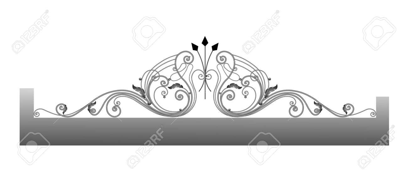 Vector template for a fence. Wrought iron. Metal fence sketch. Artistic forging. Metal garden decoration. - 168914910 Vector template for a fence. Wrought iron. Metal fence sketch. Artistic forging. Metal garden decoration. - 168914910