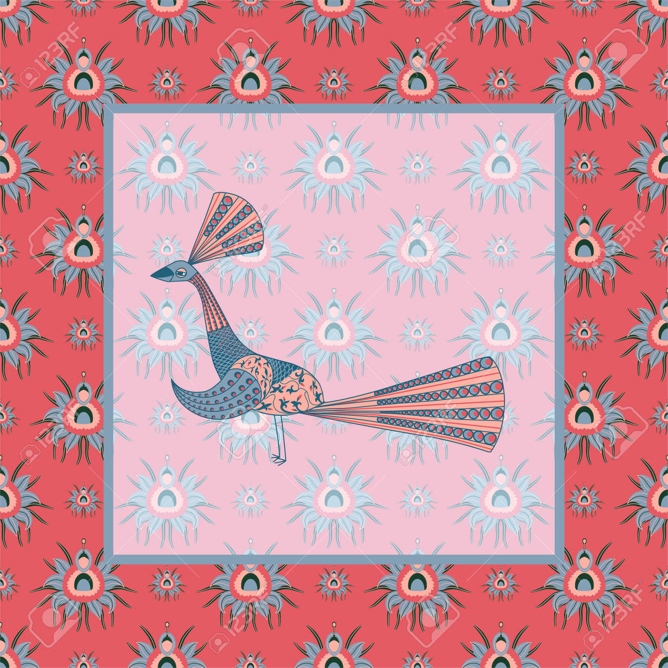 Pattern with CHRYSANTHEMES AND PEACCO. PATTERN IN CHINESE STYLE. STYLIZED PEACOCK. Vector illustration. - 168195318 Pattern with CHRYSANTHEMES AND PEACCO. PATTERN IN CHINESE STYLE. STYLIZED PEACOCK. Vector illustration. - 168195318