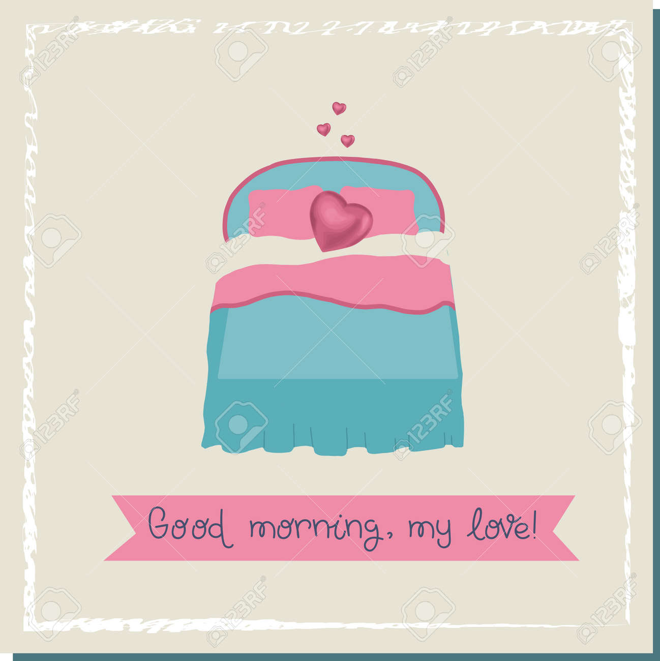 Bridal bed. Hearts over the bed. Love concept. Valentine's day poster square. Trendy illustration on the theme of love. Vector illustration. - 168195335 Bridal bed. Hearts over the bed. Love concept. Valentine's day poster square. Trendy illustration on the theme of love. Vector illustration. - 168195335