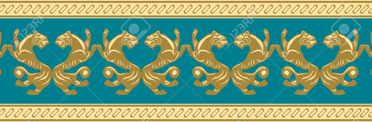 Scythian ethnics. Scythian ornament seamless. Zoological style. Historical seamless pattern. Northern Black Sea region art and culture. Animal in the ancient world. Ethnic pattern - 168197005 Scythian ethnics. Scythian ornament seamless. Zoological style. Historical seamless pattern. Northern Black Sea region art and culture. Animal in the ancient world. Ethnic pattern - 168197005