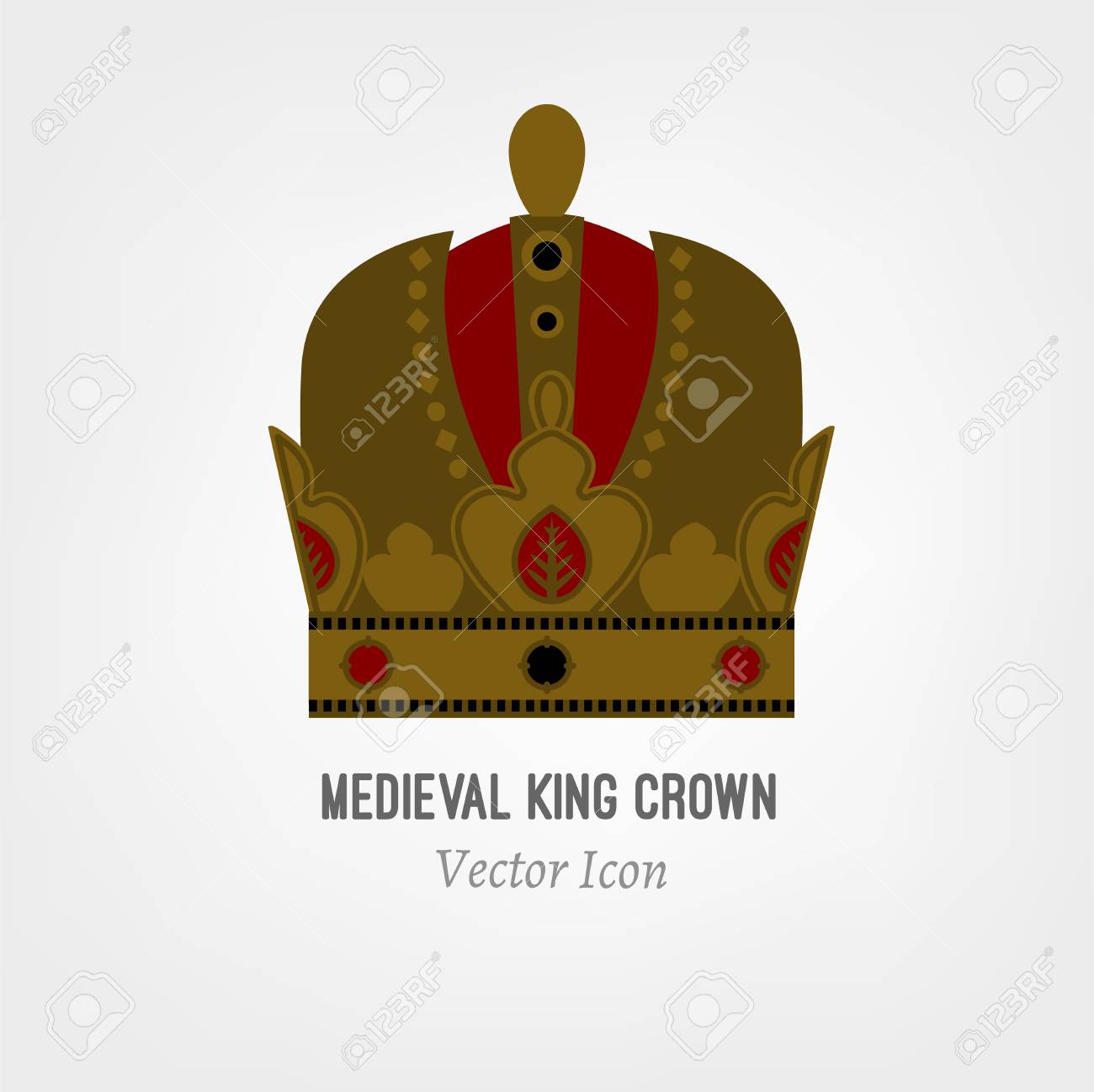A Coroa Do Rei Medieval Ilustracao Bonita Do Vetor Em Cores Vermelhas Do Bronze E Pretas Isoladas Em Um Fundo Claro Conceito De Icone Plano Ilustraciones Vectoriales Clip Art Vectorizado Libre De