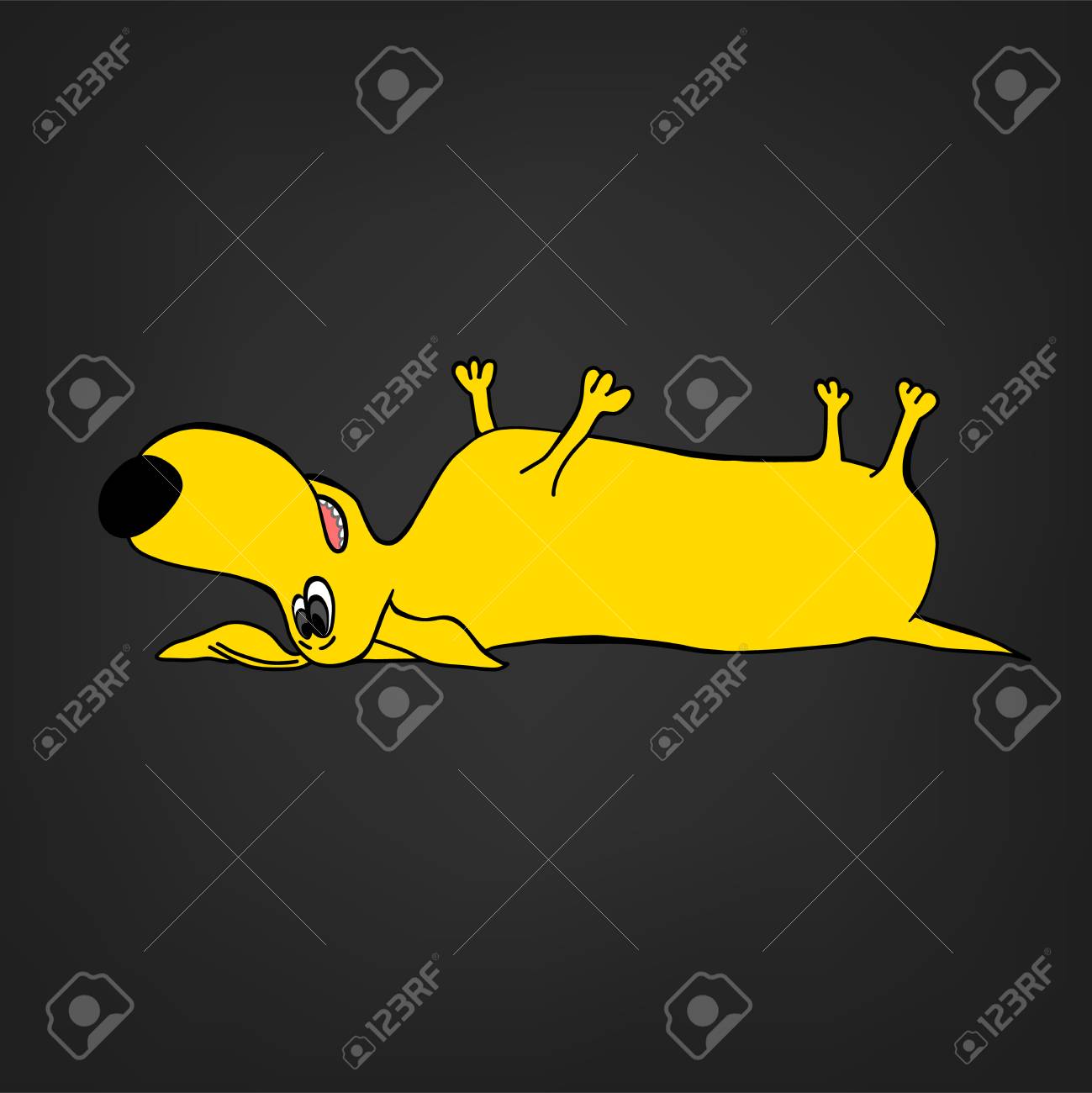 黒の背景に犬のキャラクター画像 ベクトルイラスト のイラスト素材 ベクタ Image