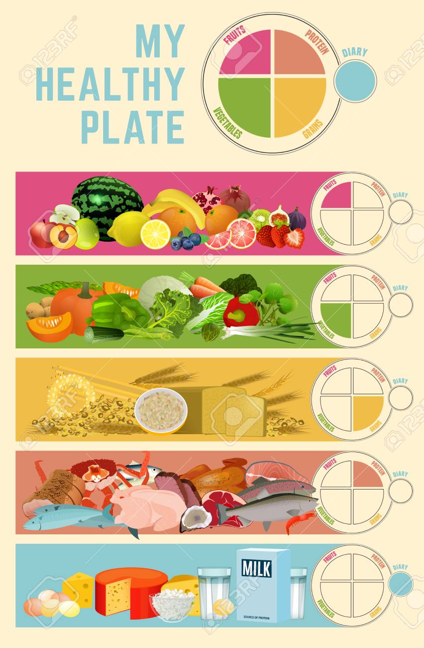 pic My Healthy Plate Poster healthy eating plate concept infographic chart with proper nutrition