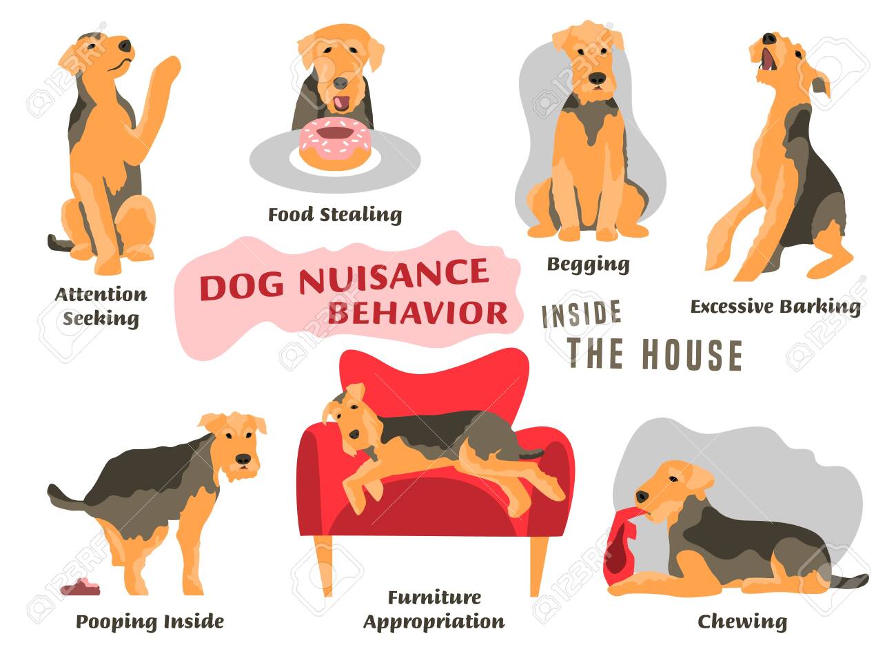 Dog Behavior Problems Icons Set Royalty Free Cliparts Vectors And Stock Illustration Image 141847379